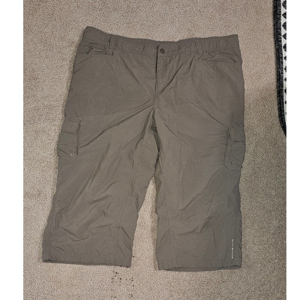 Columbia Hiking Shorts Womens 18W Brown Khaki Nylon Outdoor Cargo Utility 0109